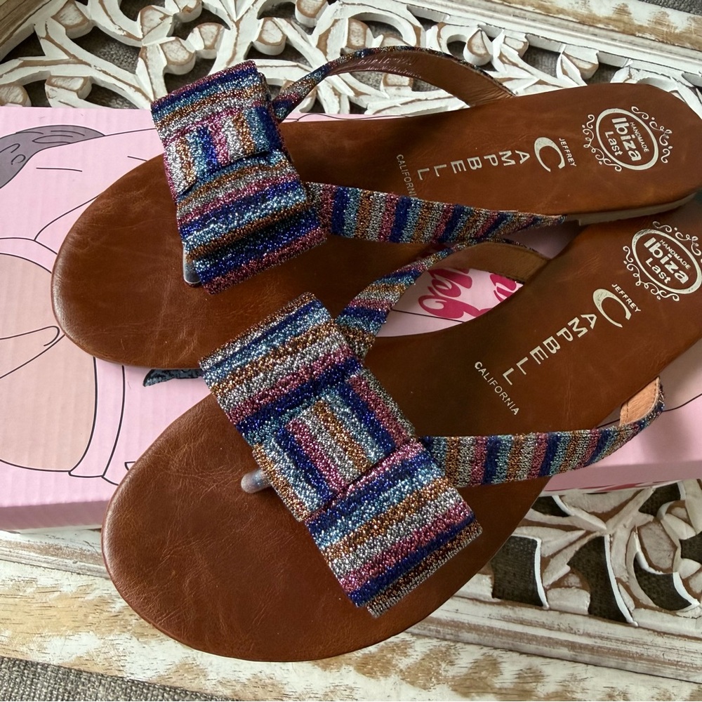 Jeffery Campbell Bow Tie Flip Flop Sandals Shoes Women’s 7 NEW $88